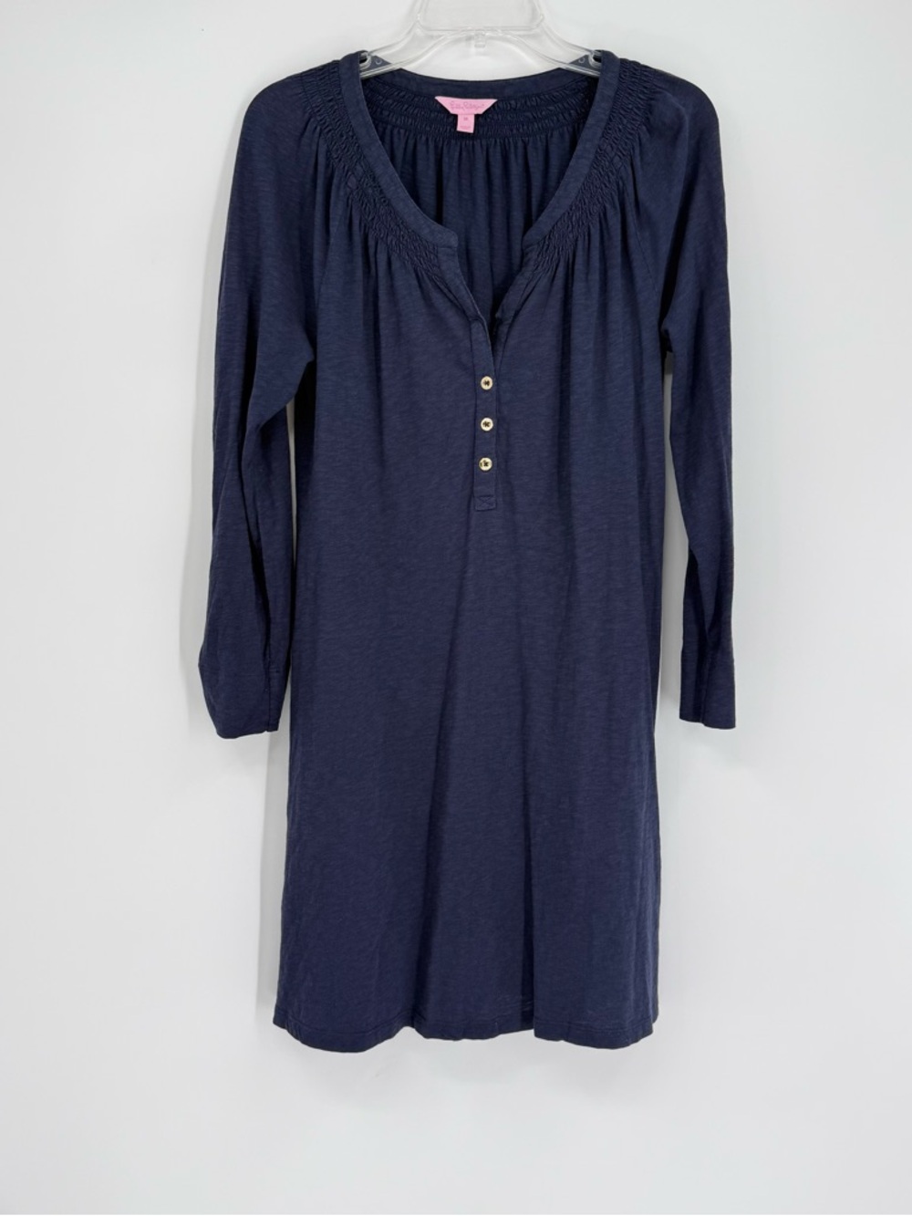 Lilly Pulitzer Essie Mini Dress Smocked Navy Blue Cotton Size Medium Cotton - Picture 10 of 10